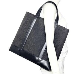 Celine Macadam Black/Grey Canvas with Leather Monogram Tote
